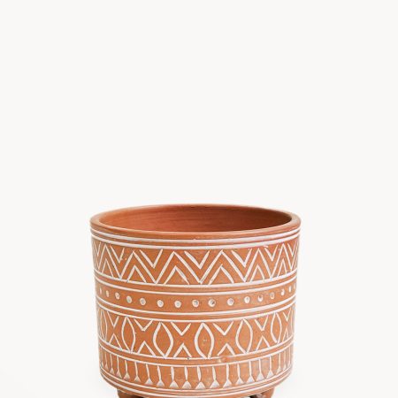 Hand Etched Terracotta Pot - Small