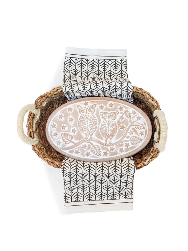 Bread Warmer & Basket Gift Set with Tea Towel - Owl Oval - Image 4