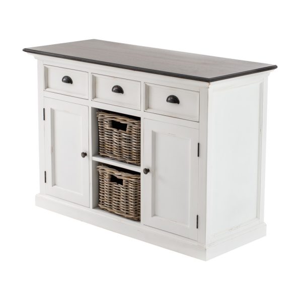 Modern Farmhouse Brown and White Large Accent Cabinet - Image 2