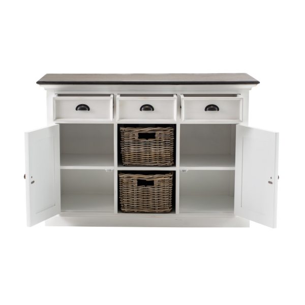 Modern Farmhouse Brown and White Large Accent Cabinet - Image 3