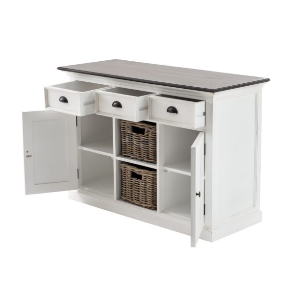 Modern Farmhouse Brown and White Large Accent Cabinet - Image 4