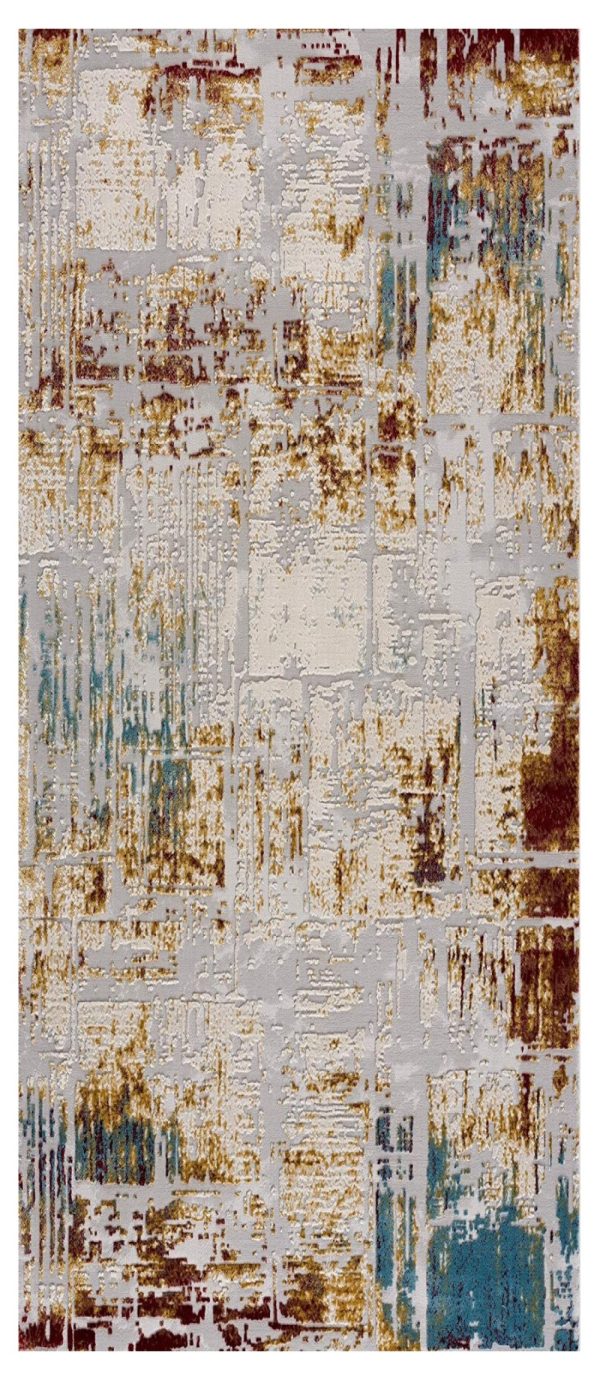 2’ x 15’ Abstract Beige and Gold Modern Runner Rug - Image 6