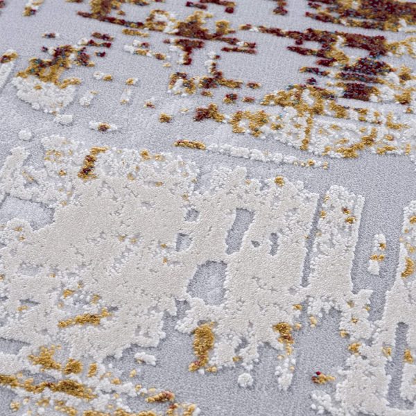 2’ x 15’ Abstract Beige and Gold Modern Runner Rug - Image 2