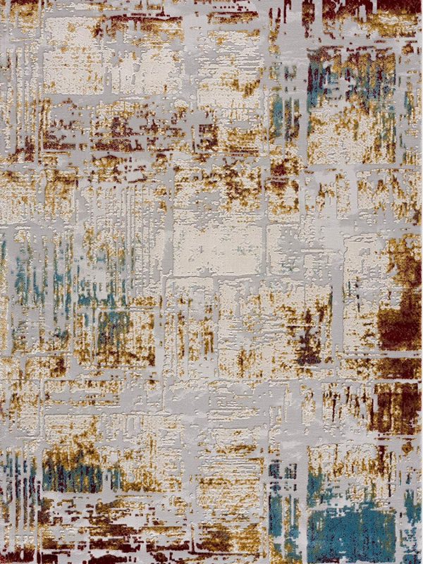 2’ x 15’ Abstract Beige and Gold Modern Runner Rug - Image 5