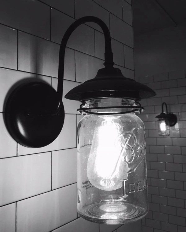 Exterior Outdoor Mason Jar Wall Sconce Light with Vintage Jar - Image 3
