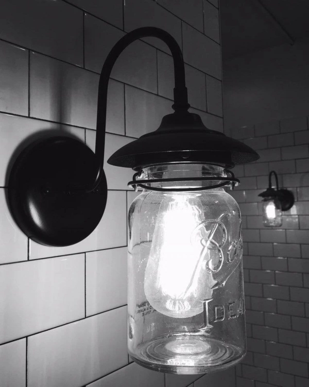 Exterior Outdoor Mason Jar Wall Sconce Light with Vintage Jar - Image 3