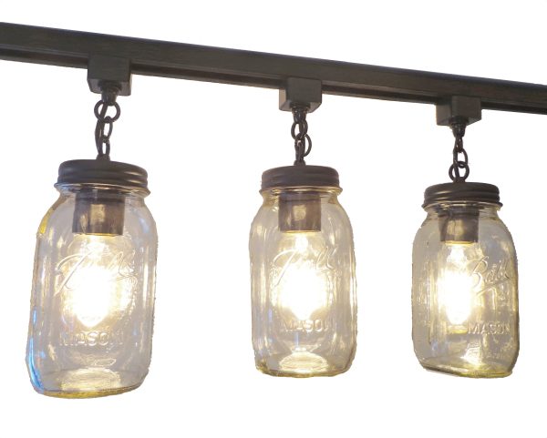 Mason Jar TRACK LIGHTING New Quarts Chain Trio