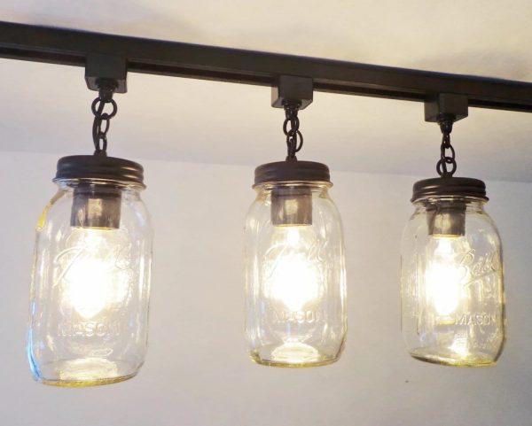 Mason Jar TRACK LIGHTING New Quarts Chain Trio - Image 5