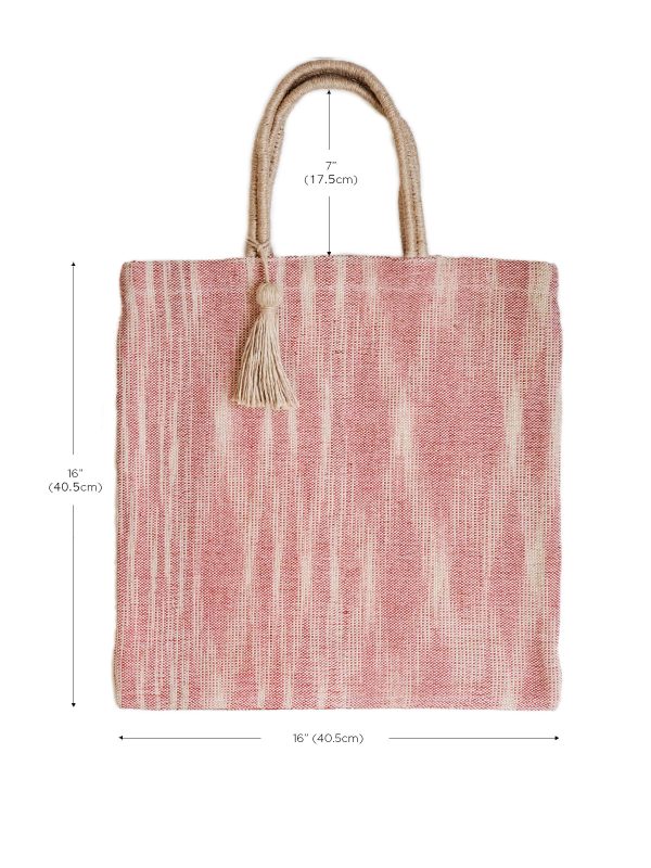 Nadi Jute Tote Bag - Red - Image 4