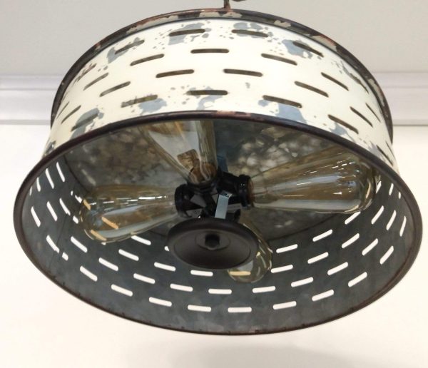 Rustic Farmhouse Chandelier Light Fixture of Chippy Galvanized Metal - Image 11
