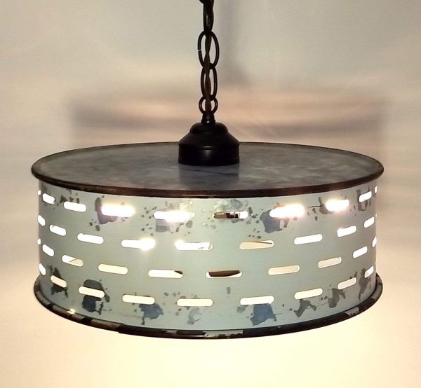 Rustic Farmhouse Chandelier Light Fixture of Chippy Galvanized Metal - Image 10