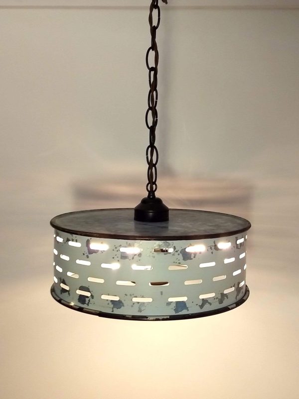 Rustic Farmhouse Chandelier Light Fixture of Chippy Galvanized Metal - Image 13