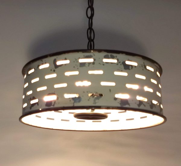 Rustic Farmhouse Chandelier Light Fixture of Chippy Galvanized Metal - Image 8