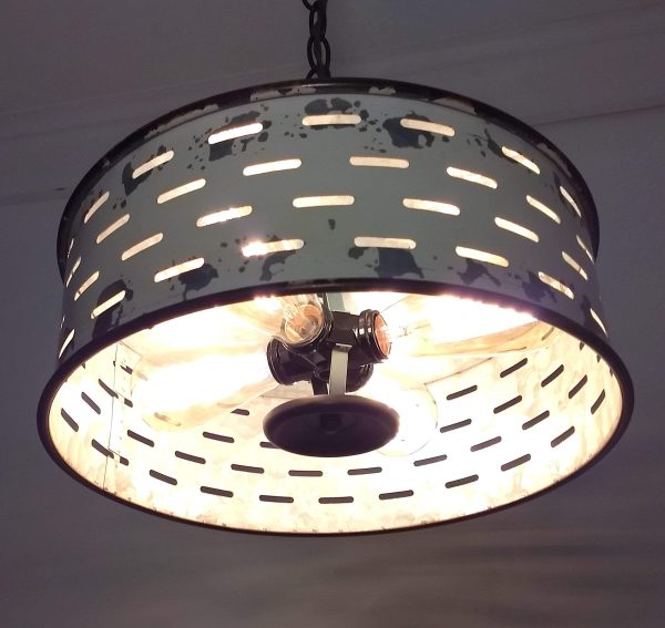 Rustic Farmhouse Chandelier Light Fixture of Chippy Galvanized Metal - Image 9