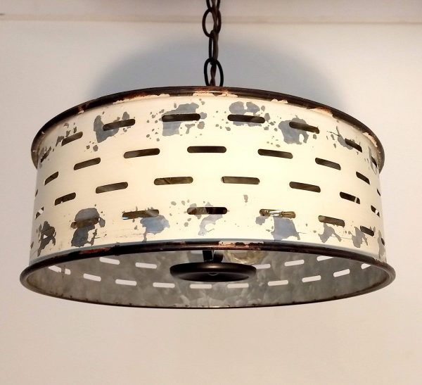 Rustic Farmhouse Chandelier Light Fixture of Chippy Galvanized Metal - Image 12