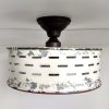 Rustic Galvanized Ceiling Light Farmhouse Fixture Chippy White - Image 4