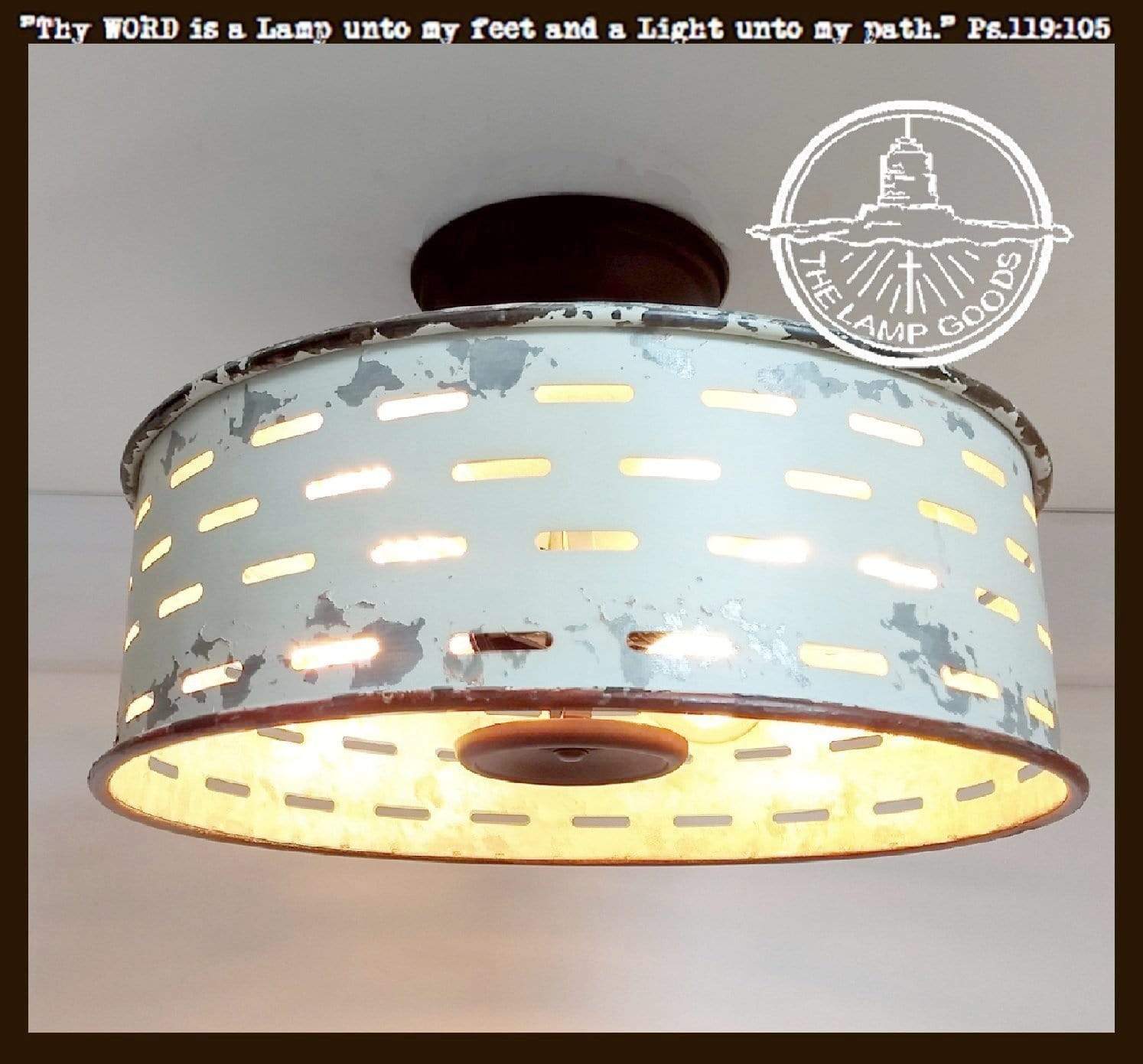 Rustic Farmhouse Chandelier Light Fixture of Chippy Galvanized Metal - Image 3