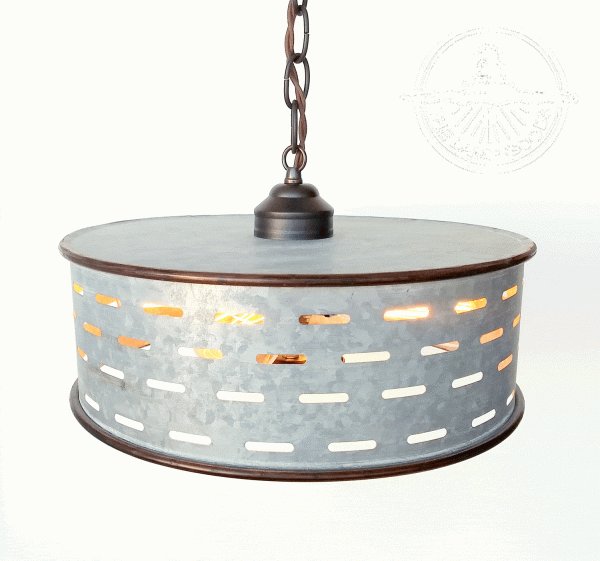 Rustic Chandelier Light Fixture of Galvanized Metal - Image 6