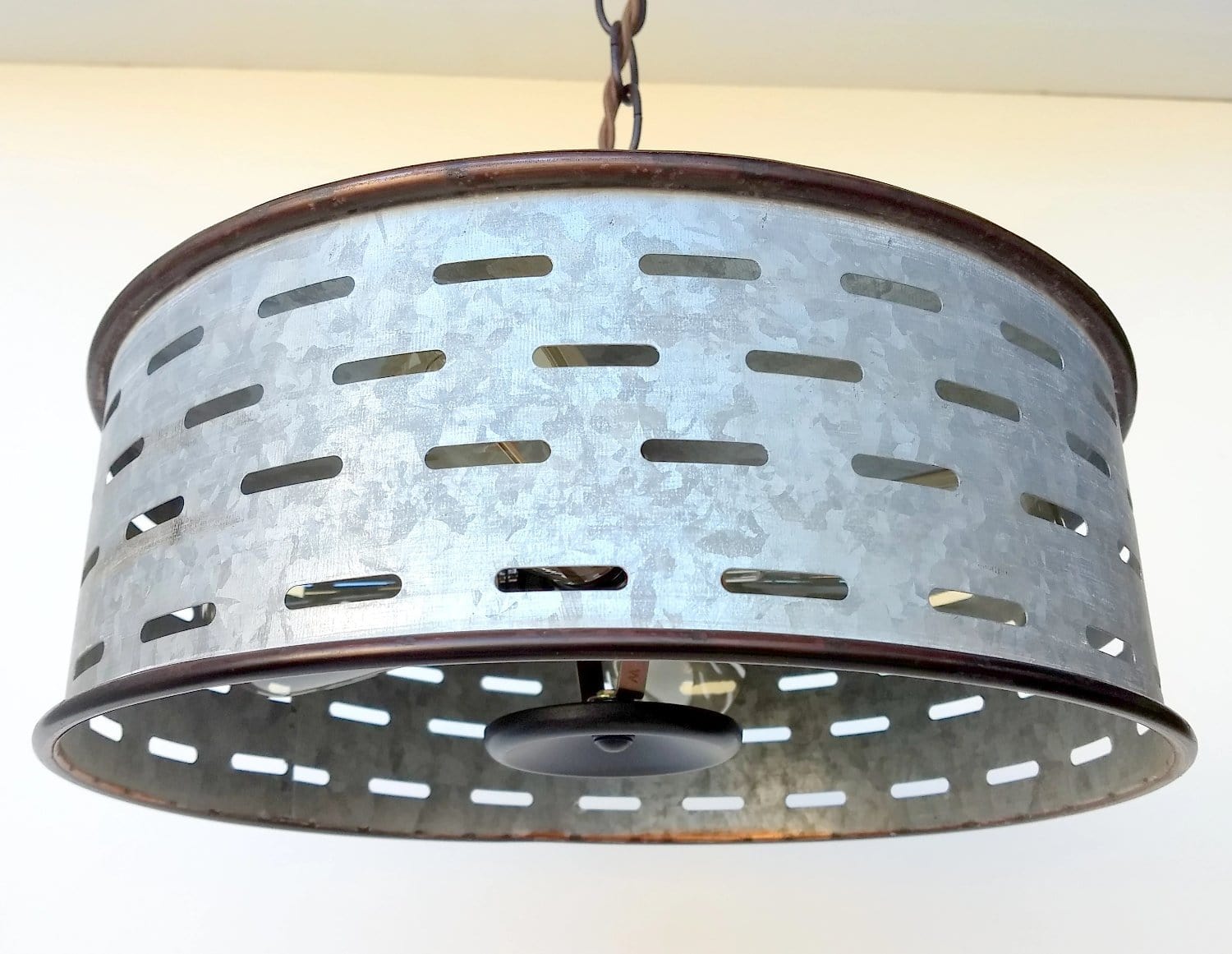 Rustic Chandelier Light Fixture of Galvanized Metal - Image 4