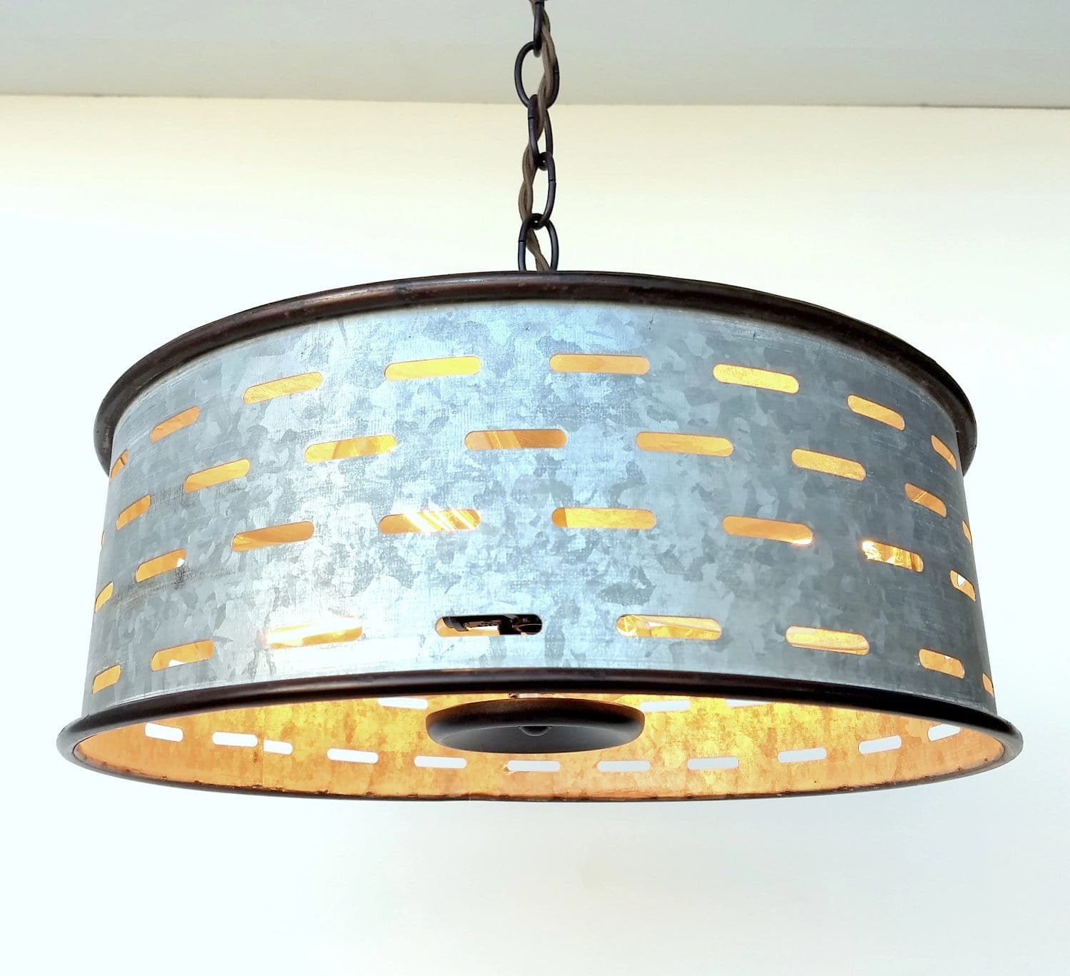 Rustic Chandelier Light Fixture of Galvanized Metal - Image 7