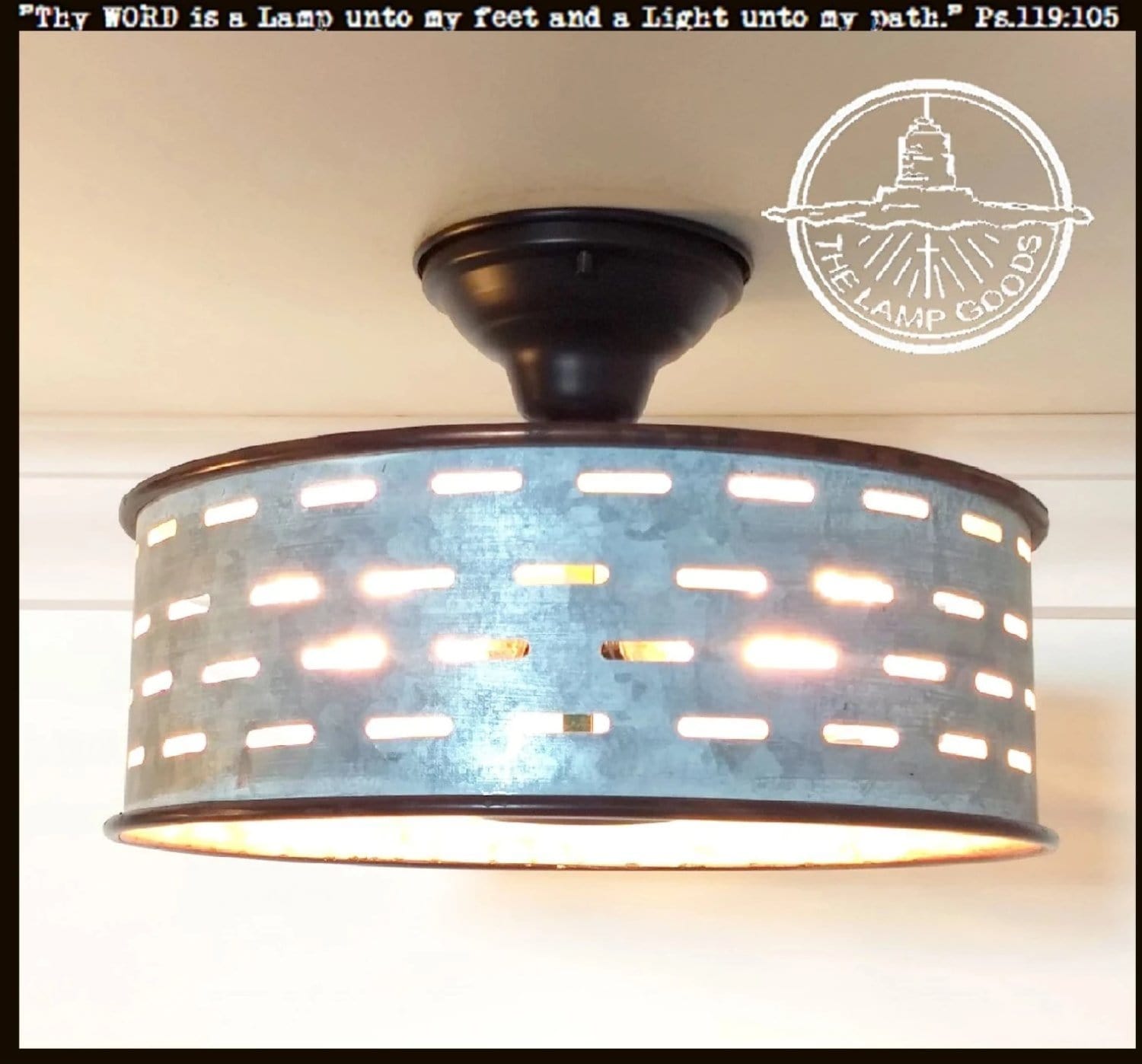 Rustic Chandelier Light Fixture of Galvanized Metal - Image 3