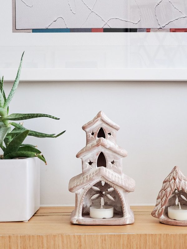 Terracotta Tea Light Candle Holder - House - Image 2