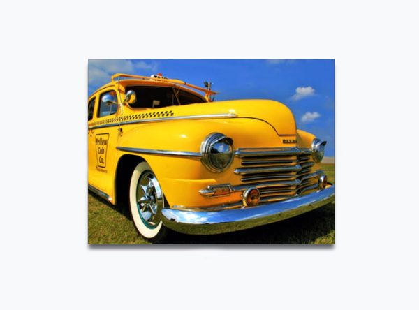 Yellow Old Taxi Fine Art Canvas - Image 2