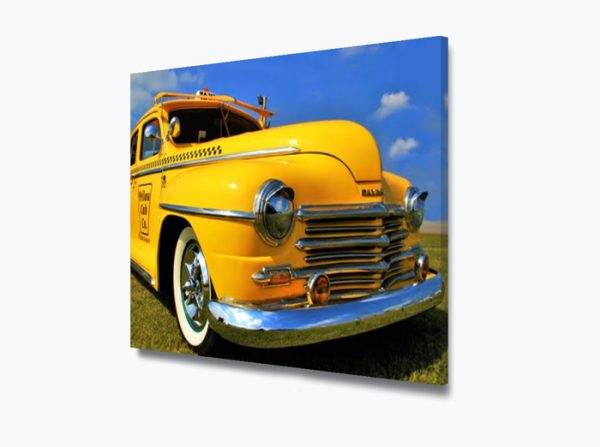 Yellow Old Taxi Fine Art Canvas