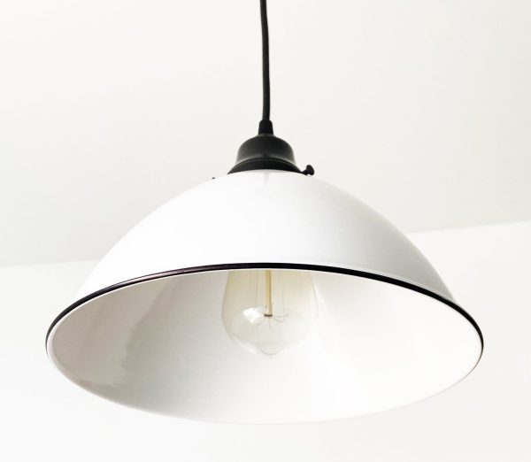 Large White Enamel Farmhouse Pendant Light - Image 6