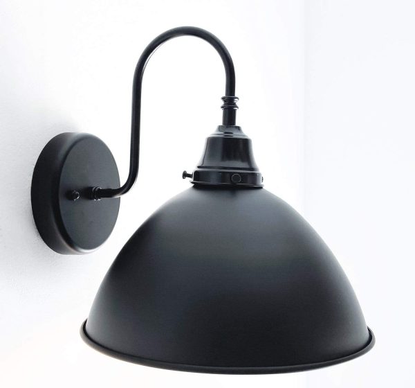 Large Black Enamel Farmhouse Wall Sconce Lighting - Image 3