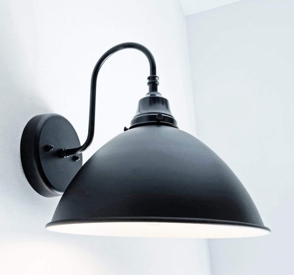 Large Black Enamel Farmhouse Wall Sconce Lighting - Image 5