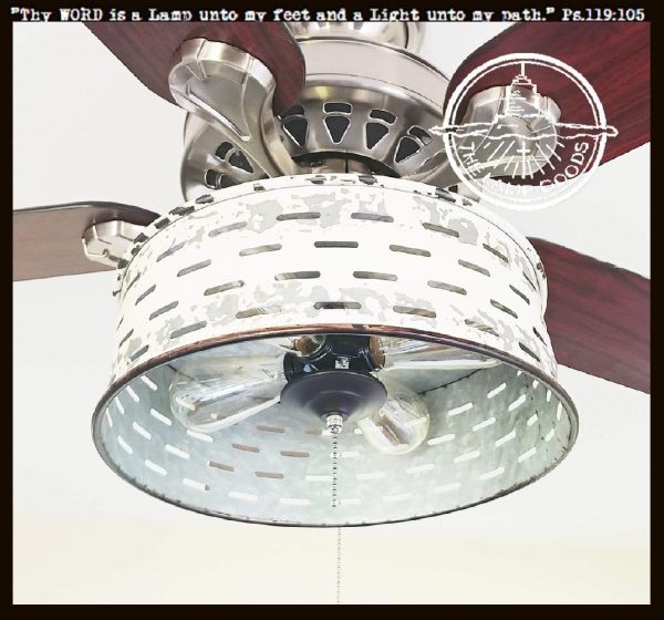 Rustic Farmhouse Chandelier Light Fixture of Chippy Galvanized Metal - Image 5