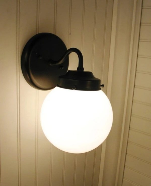 Milk Glass Globe Wall Light Fixture Sconce - Image 6
