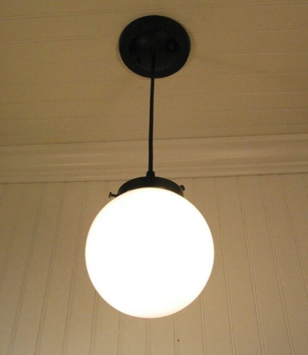 Milk Glass Globe Pendant Light - Image 4