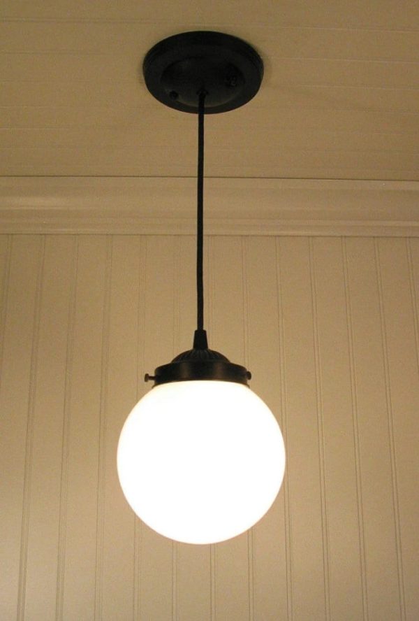 Milk Glass Globe Pendant Light - Image 6