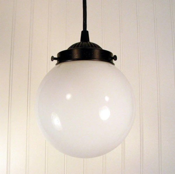 Milk Glass Globe Pendant Light - Image 3