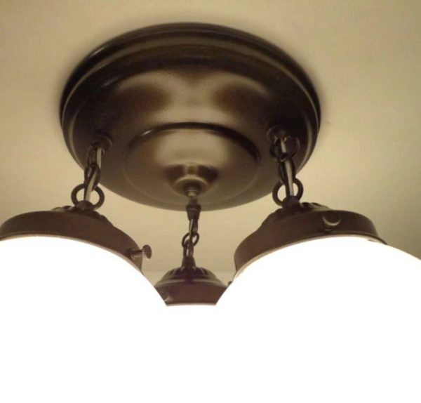 Milk Glass Globe Ceiling Light Chain Trio - Image 5