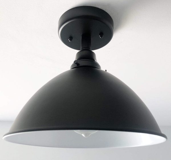 Large Black Enamel Farmhouse Ceiling Light - Image 7