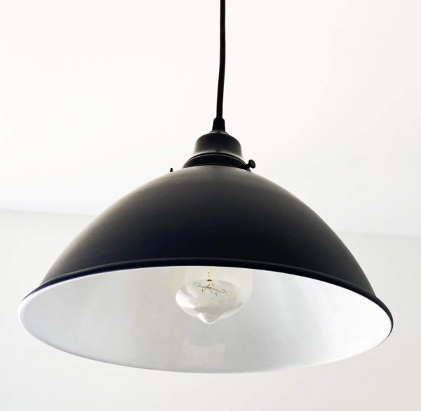 Large Black Enamel Farmhouse Pendant Light - Image 4