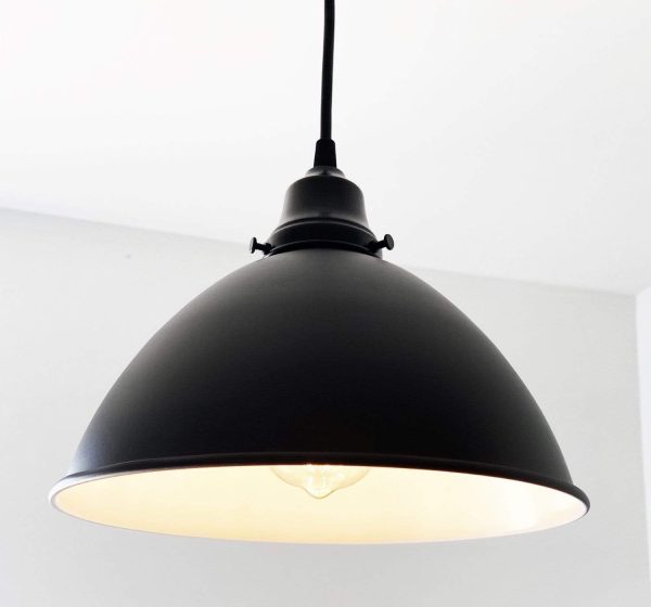 Large Black Enamel Farmhouse Pendant Light - Image 7