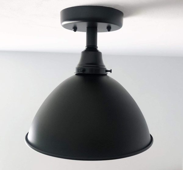 Large Black Enamel Farmhouse Ceiling Light - Image 6