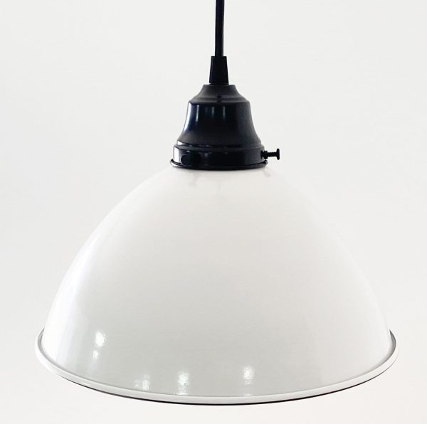Large White Enamel Farmhouse Pendant Light - Image 8