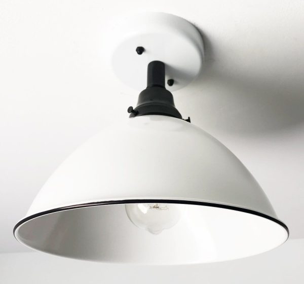 Large White Enamel Vintage Farmhouse Lighting - Image 6