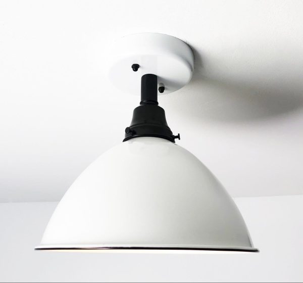 Large White Enamel Vintage Farmhouse Lighting - Image 7