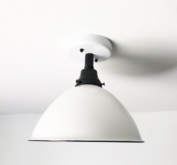 Large White Enamel Vintage Farmhouse Lighting - Image 8