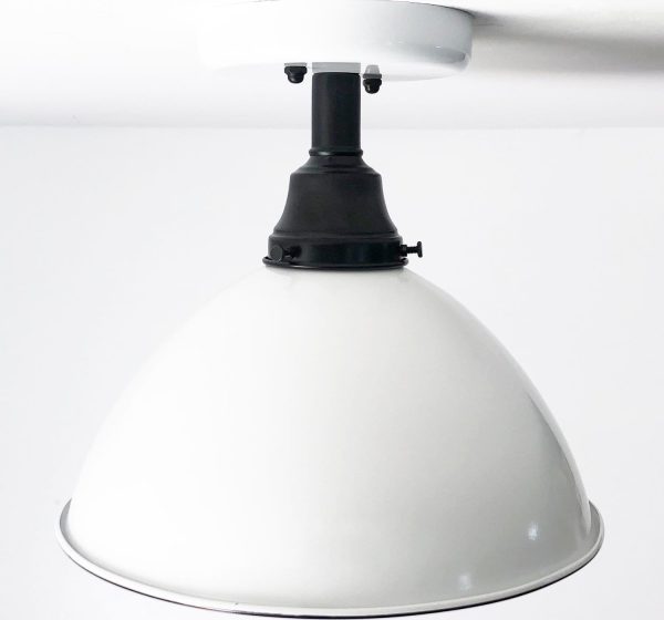 Large White Enamel Vintage Farmhouse Lighting - Image 4