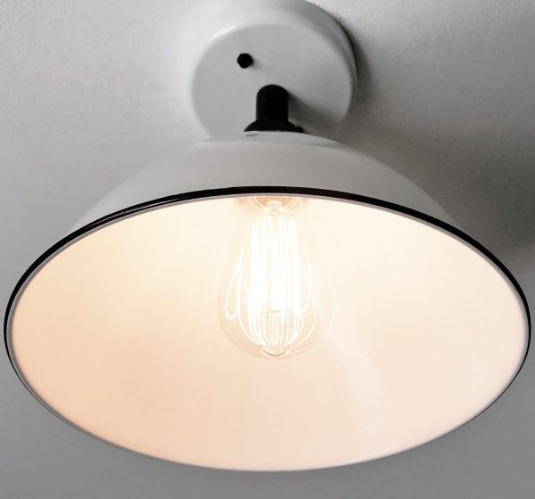Large White Enamel Vintage Farmhouse Lighting - Image 3