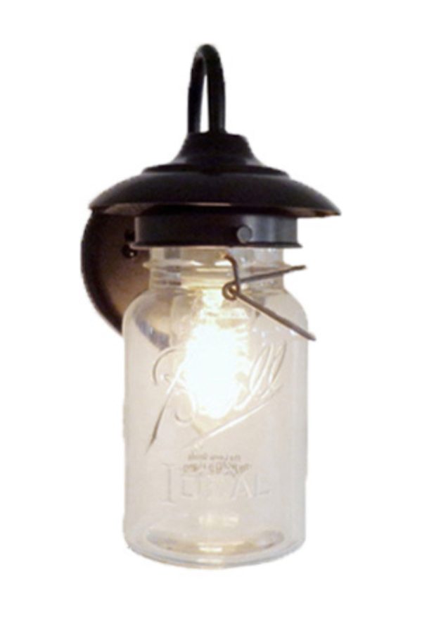Exterior Outdoor Mason Jar Wall Sconce Light with Vintage Jar