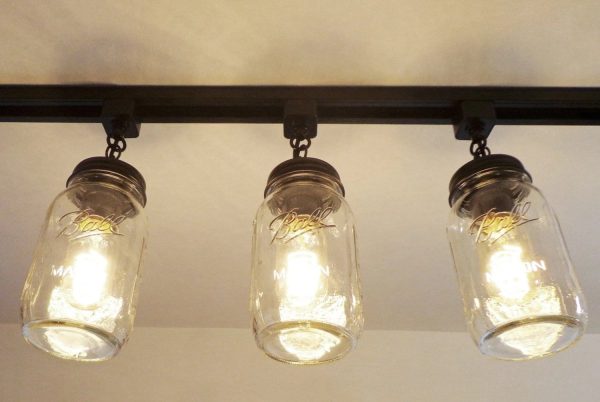 Mason Jar TRACK LIGHTING New Quarts Chain Trio - Image 10