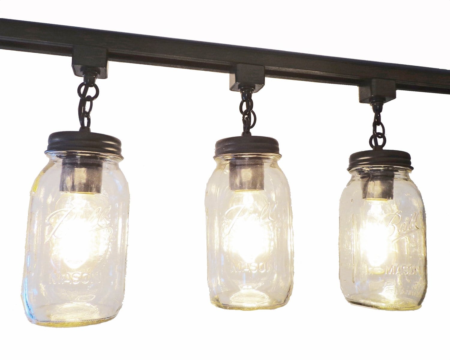 Mason Jar TRACK LIGHTING New Quarts Chain Trio - Image 3